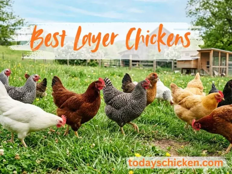 Mixed flock of the best layer chickens grazing on green pasture
