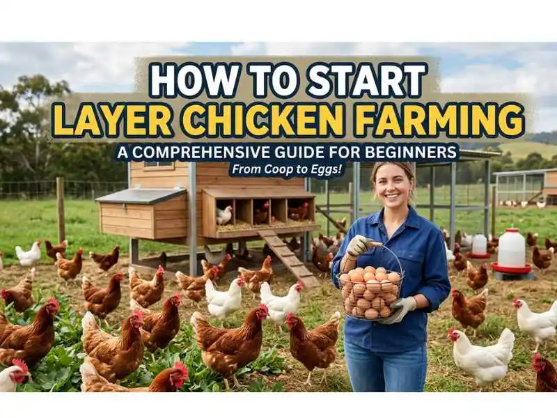How to Start Layer Chicken Farming: Beginner's Guide 1 Layer chicken farming with a farmer collecting eggs from hens
