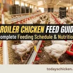 Broiler chicken feed guide detailing a complete feeding schedule and nutrition plan for a commercial flock.