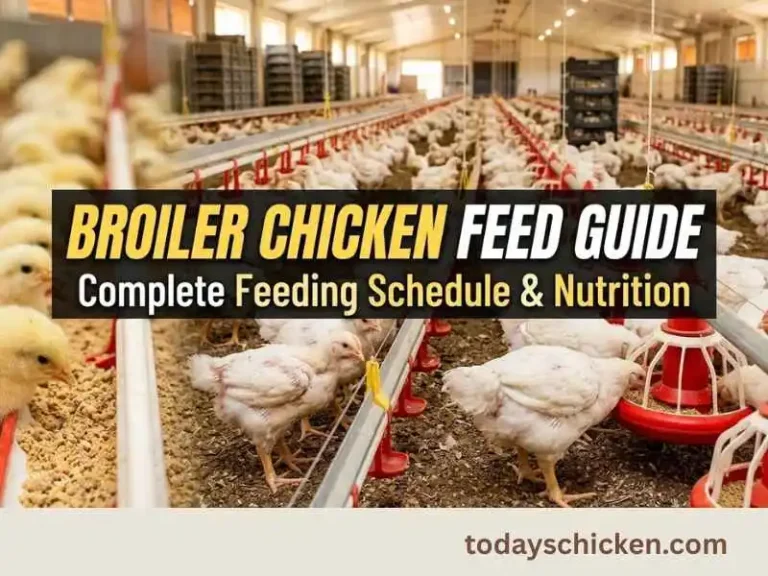 Broiler chicken feed guide detailing a complete feeding schedule and nutrition plan for a commercial flock.