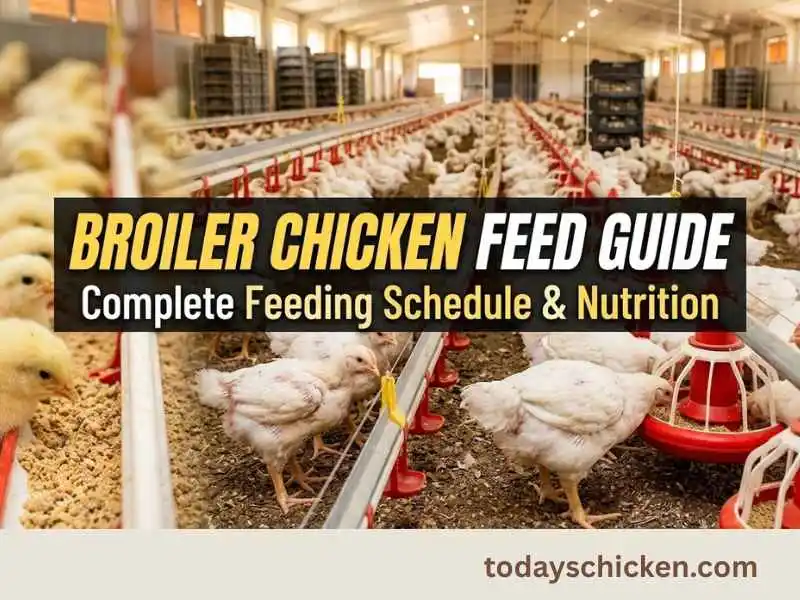 Broiler chicken feed guide detailing a complete feeding schedule and nutrition plan for a commercial flock.